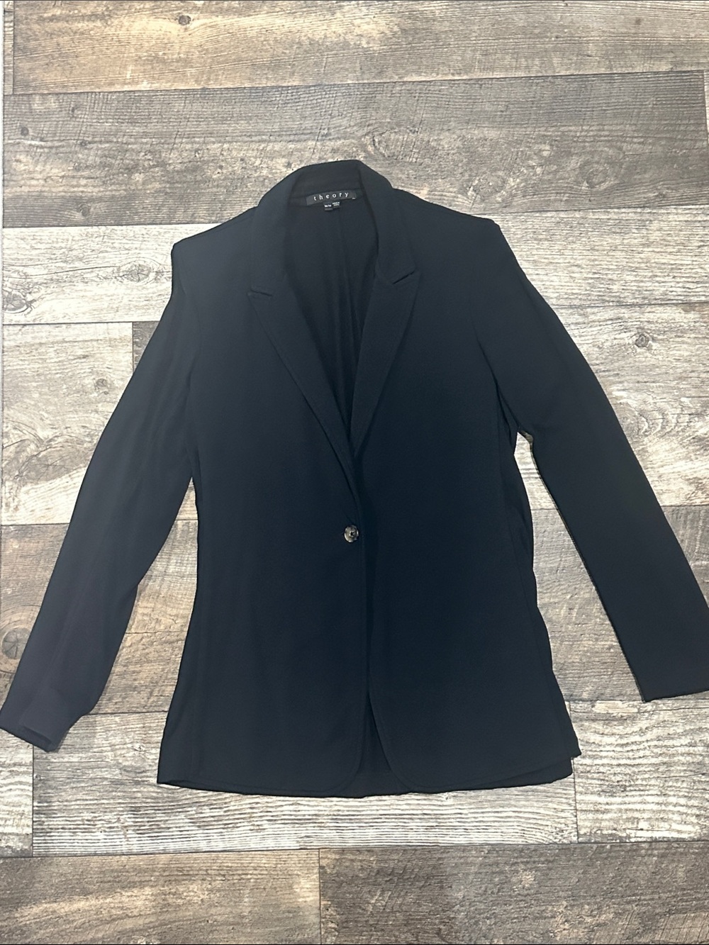 Theory Black Tailored Single-Button Modal Knit Blazer - Size M